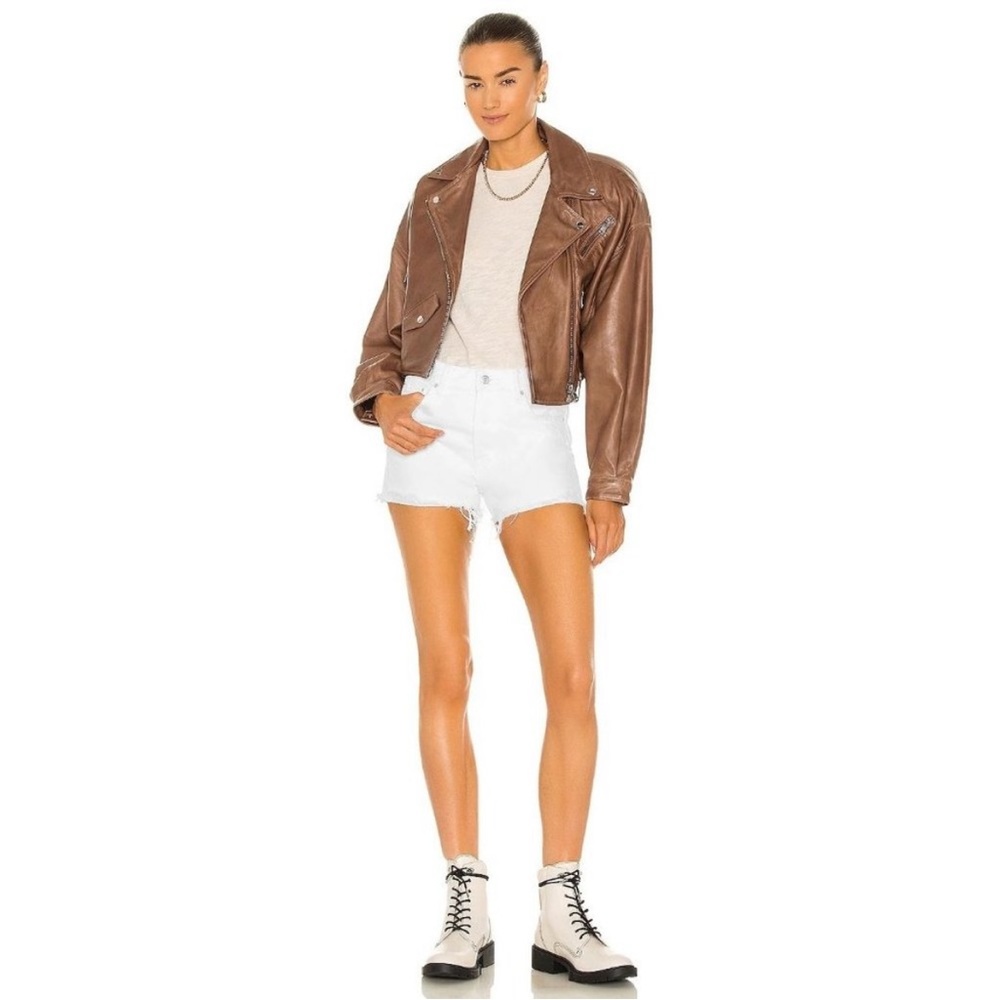 GRLFRND Helena High Rise Cut off Denim White Short 27